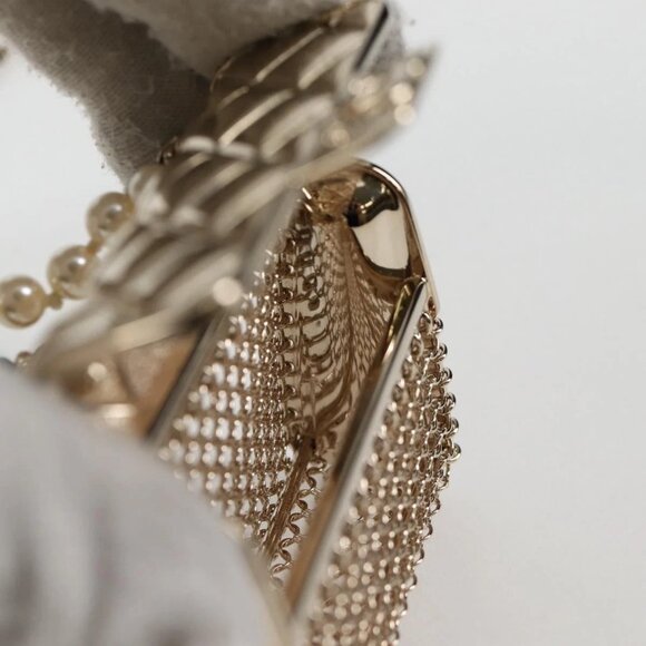 CHANEL Matelasse 2021S Pearl Necklace Metal Gold tone CC Auth 131853SM - Picture 12 of 16